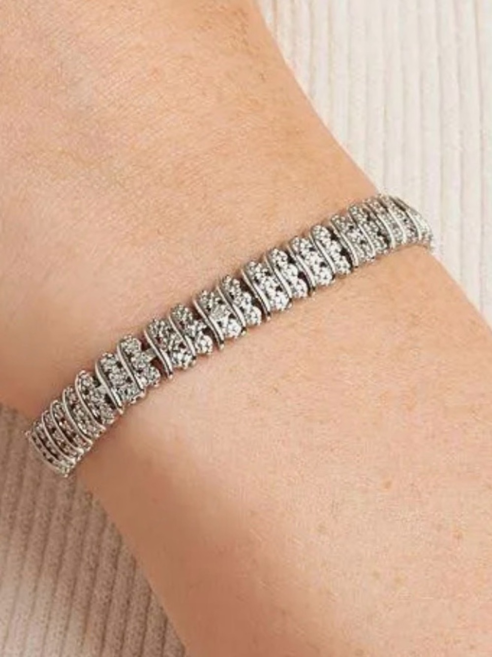 Sparkle Allure Womens Natural White Diamond Accent Pure Silver Over Bronze 7.25 - Picture 2 of 5
